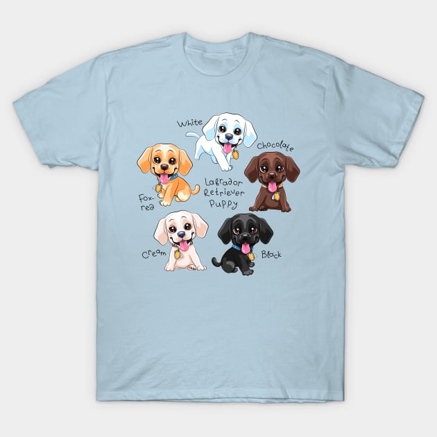 Set of cute little puppy Labrador Retriever T-Shirt by kavalenkava